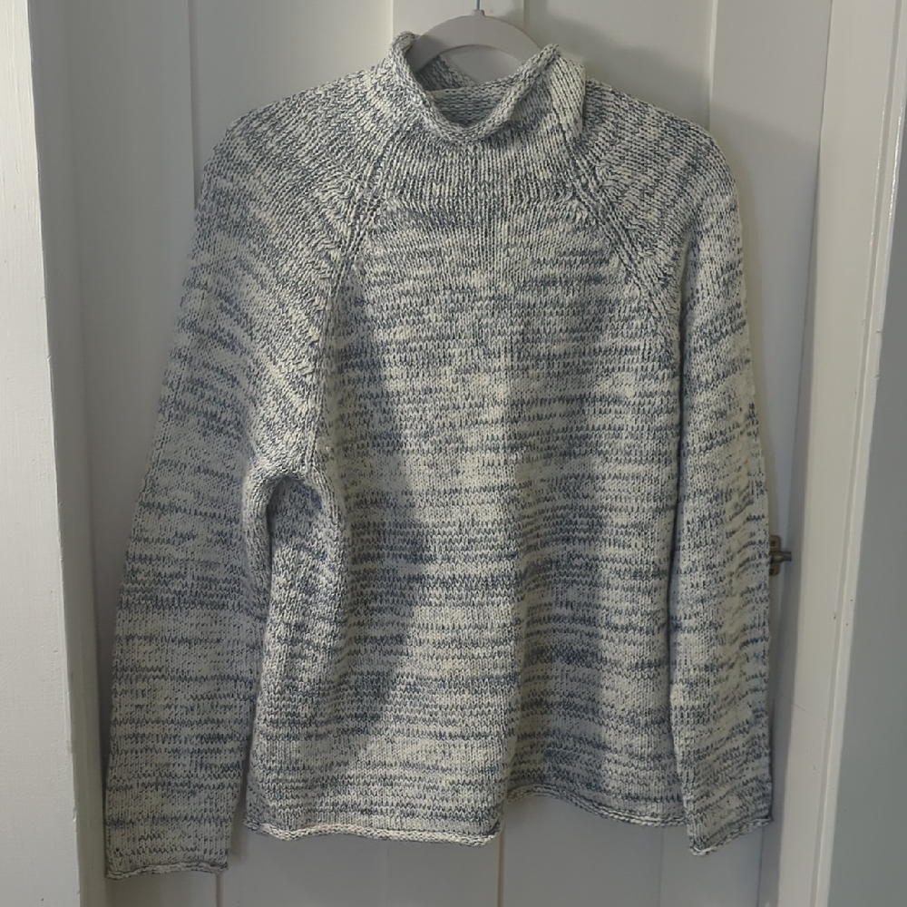 L.L. Bean Navy and Cream Knit Sweater